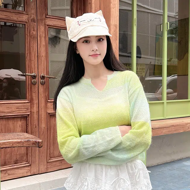 俞兆林 日系可爱猫咪翻檐刺绣户外出游防晒遮阳时尚甜美百搭大头围显脸小 棉 鸭舌帽 男女同款情侣款