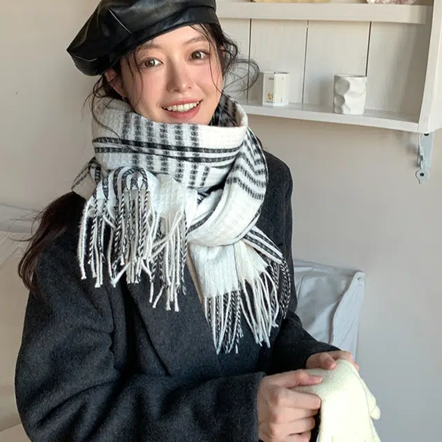 俞兆林  韩版条纹格子保暖防寒加厚加大 绒线围巾 男女同款情侣款