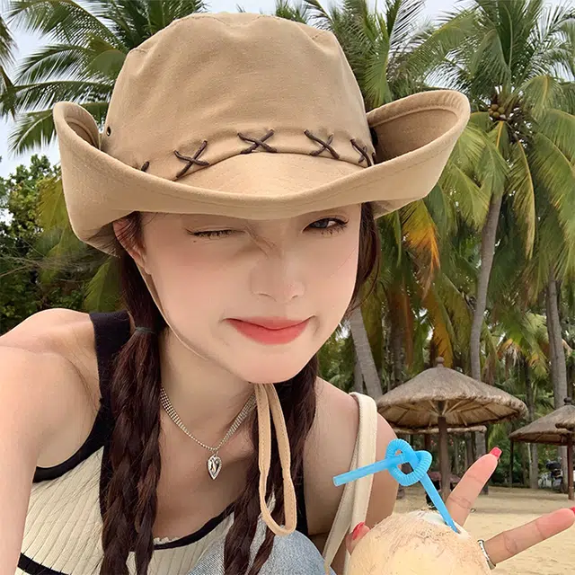 俞兆林 时尚美式西部牛仔卷檐透气户外大头围宽檐防晒遮阳 合成纤维 渔夫帽 男女同款情侣款