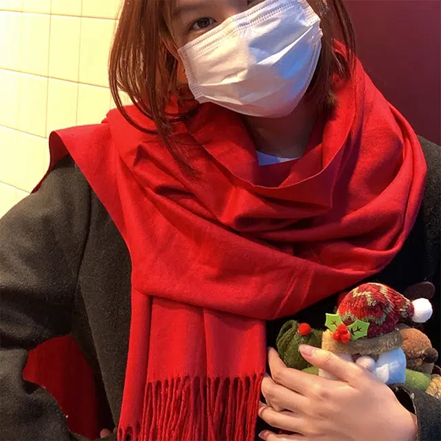俞兆林 本命年秋冬保暖加厚防风纯色高级百搭流苏 绒线围巾 男女同款情侣款
