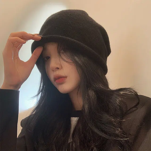 俞兆林 韩版百搭针织抽绳大头围显脸小纯色 涤纶 绒线帽 男女同款情侣款
