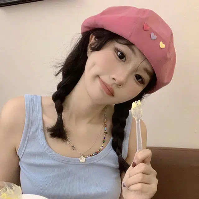 俞兆林 日系爱心百搭大头围显脸小透气 棉 贝雷帽 女款