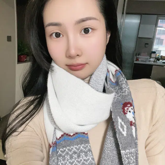 俞兆林 圣诞可爱雪人提花针织秋冬季保暖时尚百搭氛围感围脖 绒线围巾  男女同款情侣款