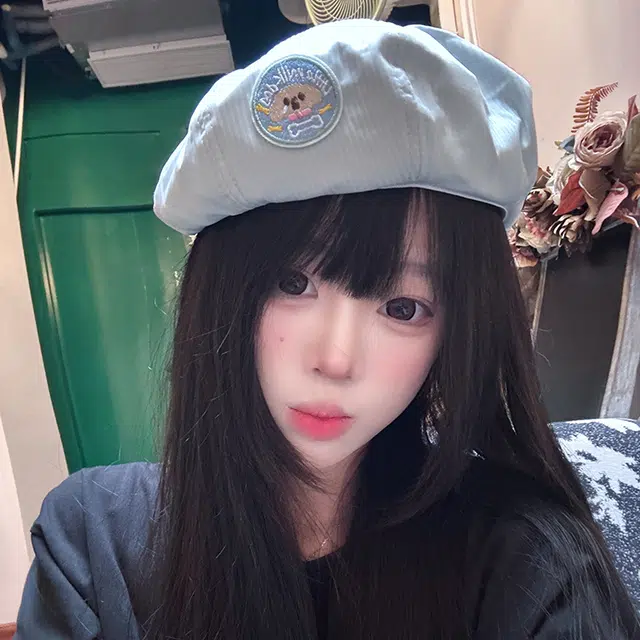 俞兆林 日系可爱甜美卡通兔子贴布夏季薄款透气百搭显脸小画家 腈纶 贝雷帽 女款