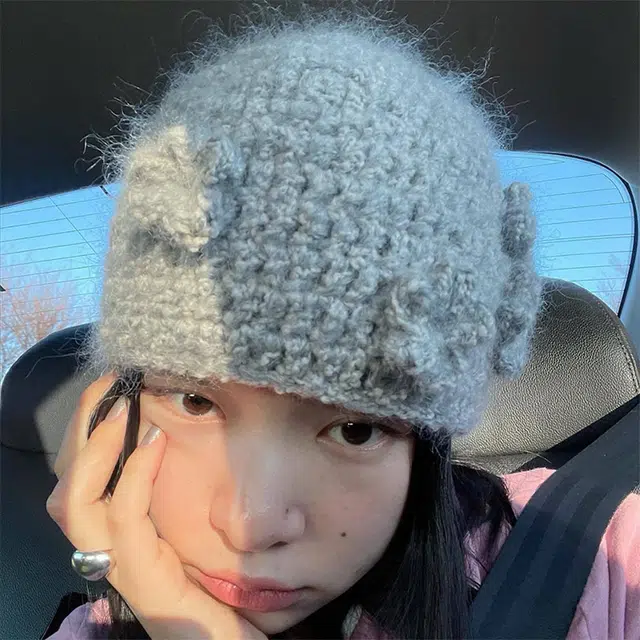 俞兆林 立体花朵毛线秋冬甜美可爱保暖护耳针织帽显脸小包头冷帽 腈纶 绒线帽  男女同款情侣款