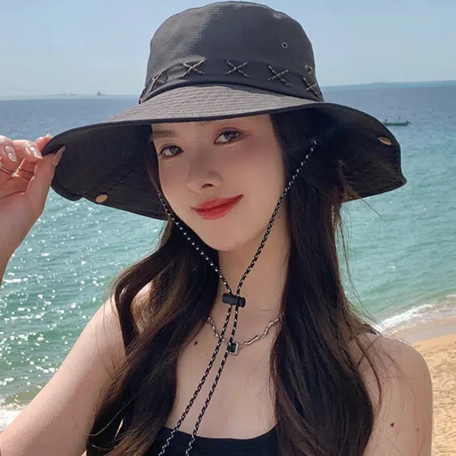 俞兆林 时尚百搭中性骑行显脸小户外登山露营宽檐 涤纶 渔夫帽 男女同款情侣款