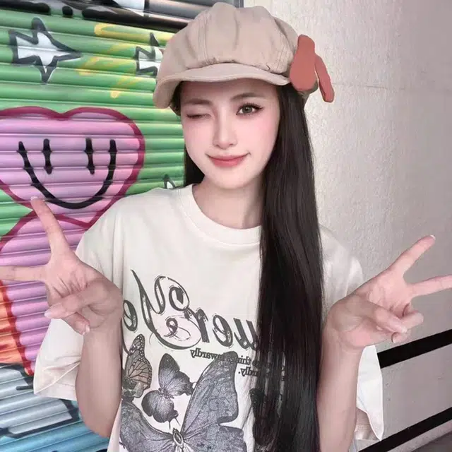 俞兆林 日系甜妹爱心蓓蕾帽夏季百搭大头围显脸小薄款透气画家帽 涤纶 贝雷帽 女款