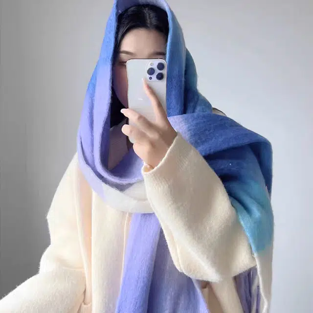 俞兆林 超显白出片氛围感圈圈纱加厚格子 聚酯纤维 绒线围巾 男女同款情侣款