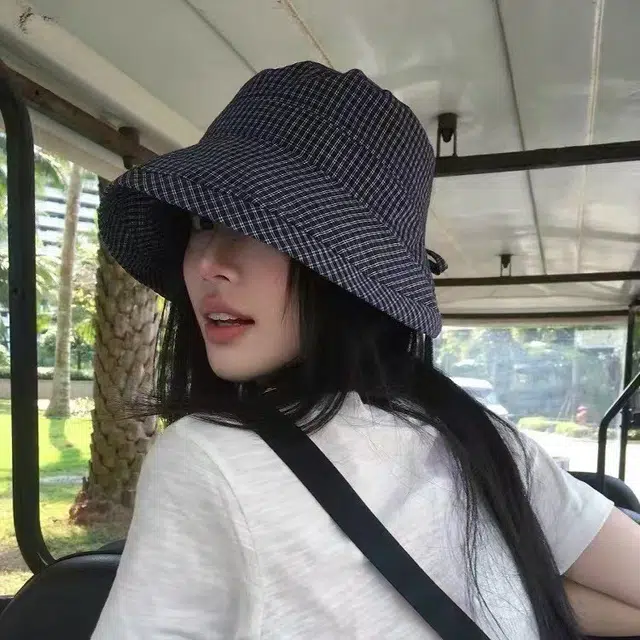 俞兆林 时尚千鸟格子户外出游高街潮流百搭透气防晒遮阳 棉 渔夫帽 男女同款情侣款