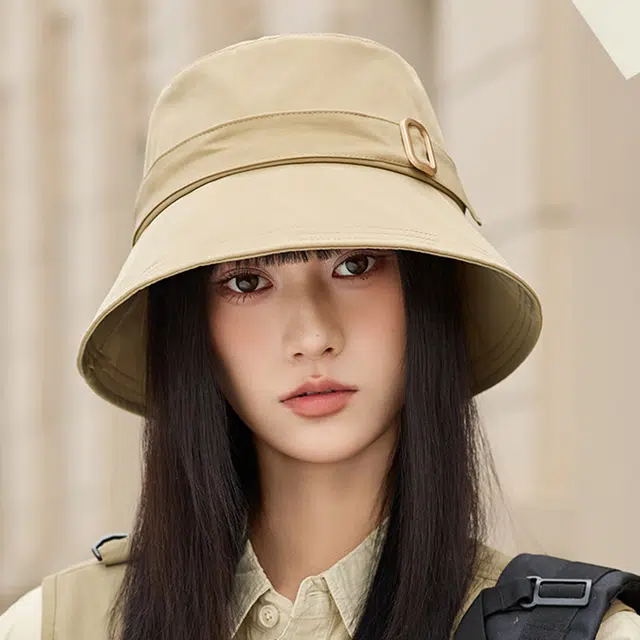 俞兆林 韩式户外露营登山钓鱼简约防晒遮阳帽大帽檐显脸小 聚酯纤维 渔夫帽 男女同款情侣款