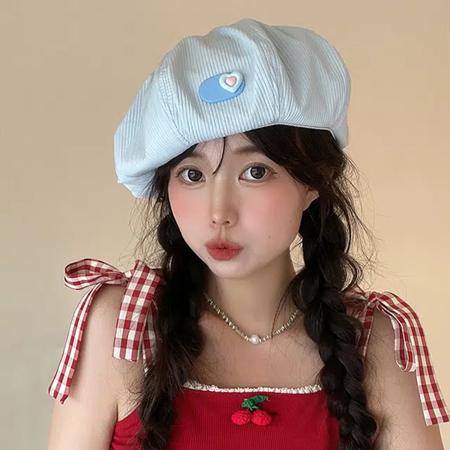 俞兆林 日系甜美爱心多巴胺元气薄款春夏出游学生时尚百搭显脸小画家帽 腈纶 贝雷帽 女款