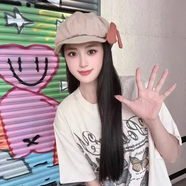 俞兆林 日系甜妹爱心蓓蕾帽夏季百搭大头围显脸小薄款透气画家帽 涤纶 贝雷帽 女款