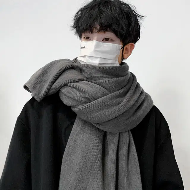 俞兆林 纯色韩版围脖加厚保暖毛线针织披肩 绒线围巾  男女同款情侣款