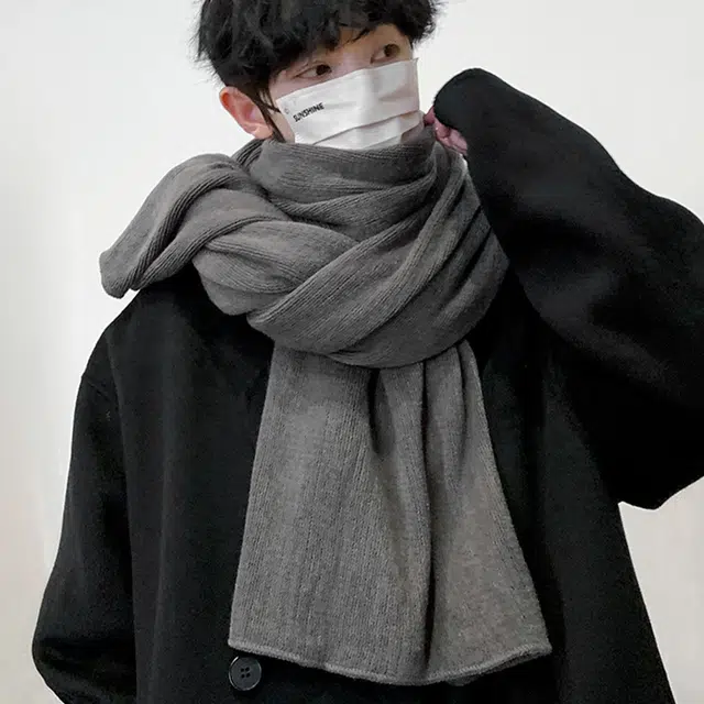 俞兆林 纯色韩版围脖加厚保暖毛线针织披肩 绒线围巾  男女同款情侣款