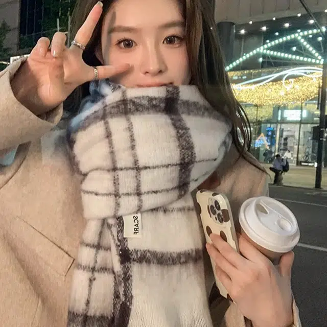 俞兆林 格子高级感仿羊绒围脖百搭加厚保暖披肩两用  绒线围巾  男女同款情侣款