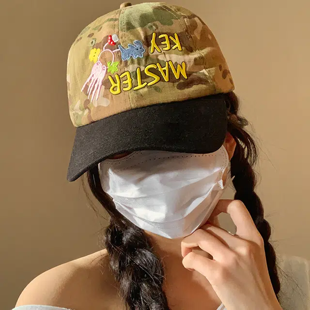 俞兆林 艺术趣味钥匙刺绣迷彩户外出游防晒遮阳时尚潮流街头百搭大头围显脸小 棉 鸭舌帽 男女同款情侣款
