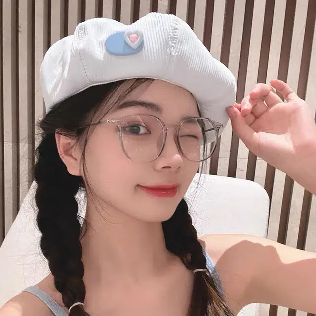 俞兆林 日系甜美爱心多巴胺元气薄款春夏出游学生时尚百搭显脸小画家帽 腈纶 贝雷帽 女款