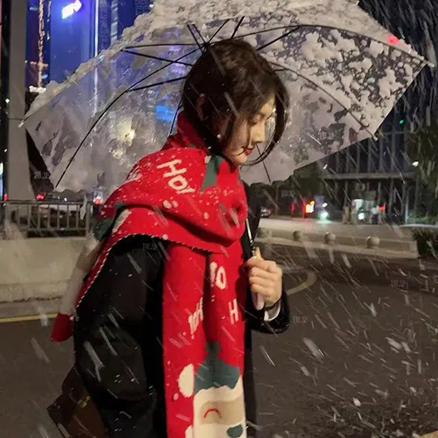 俞兆林  韩版圣诞老人针织百搭保暖防风毛线 绒线围巾 男女同款情侣款