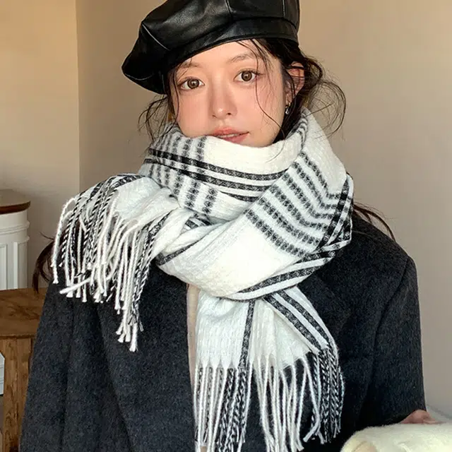 俞兆林  韩版条纹格子保暖防寒加厚加大 绒线围巾 男女同款情侣款