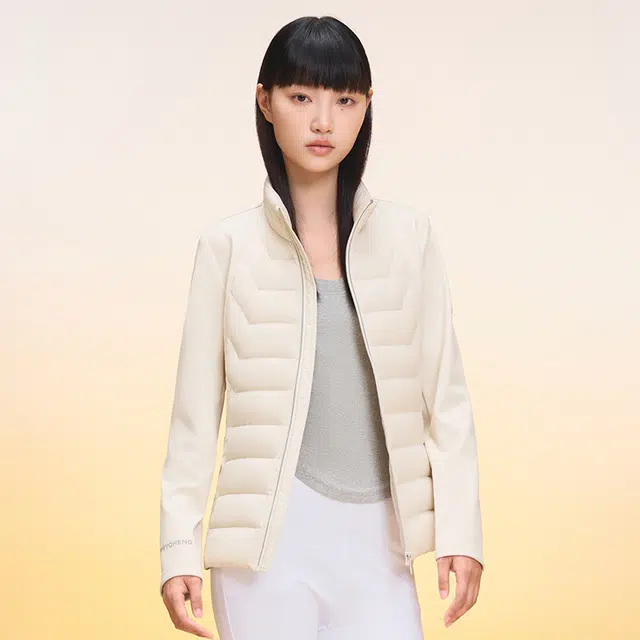 美力城 暖天鹅轻薄款修身短款羽绒服 男女同款