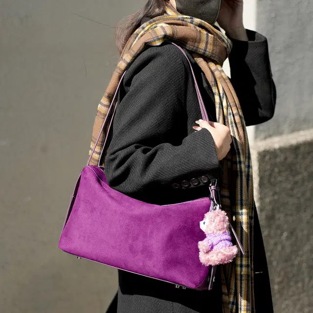 木林森 轻盈休闲时尚百搭 聚氨酯 斜挎单肩包 女款 紫色/深绿色