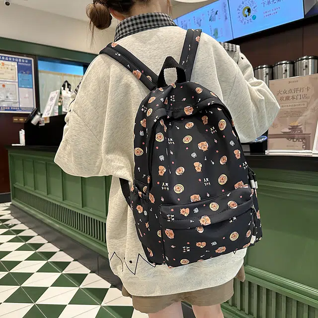 雅鹿 高颜值多层慵懒风碎花便携式可折叠出行 尼龙 双肩包 女款 多色