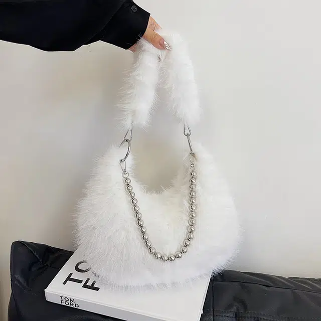 雅鹿 秋冬时尚 仿狐狸毛 腋下单肩包 女款 多色