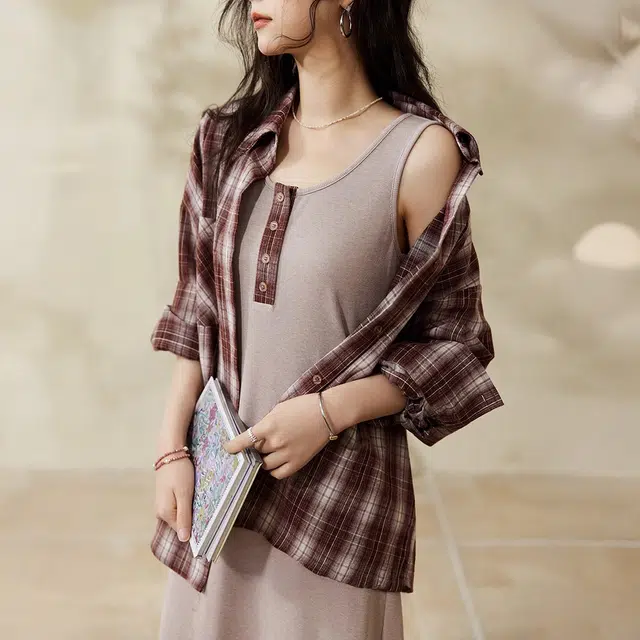 谜秀 简约时尚舒适优雅修身显瘦百搭内搭裙吊带连衣裙 女款 粉灰色