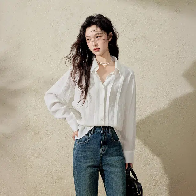 谜秀 宽松简约翻领长袖衬衫 女款
