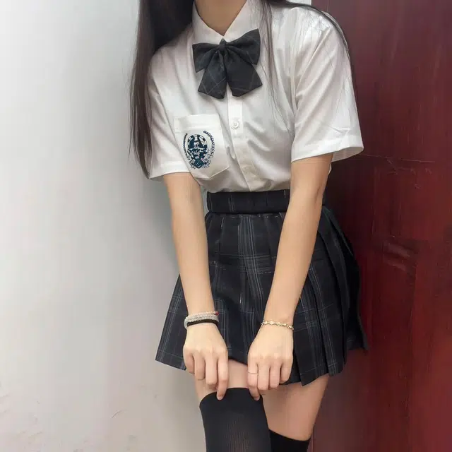 日暮星河 学院风舒适合身高腰裙装套装 女款