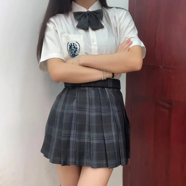 日暮星河 学院风舒适合身高腰裙装套装 女款