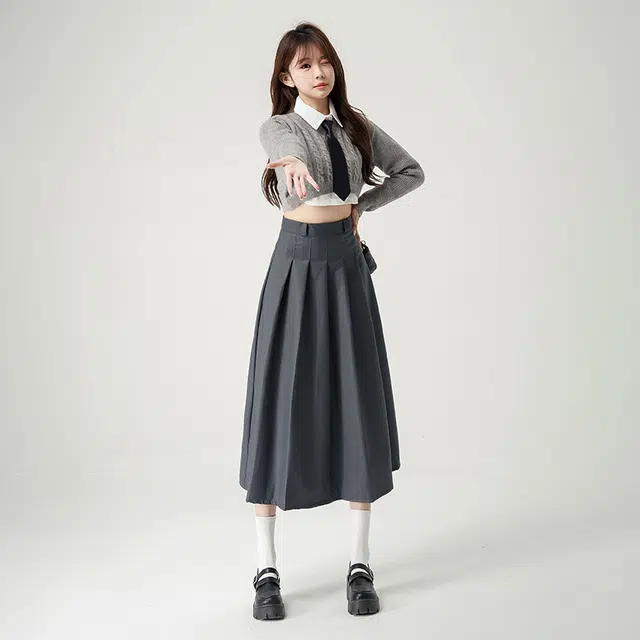 日暮星河 学院风简约通勤休闲长裙 女款