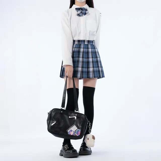 日暮星河 学院风时尚休闲长袖上衣日系百褶裙衬衫套装 女款 京板私校