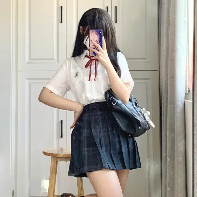 日暮星河 学院风舒适合身高腰裙装套装 女款