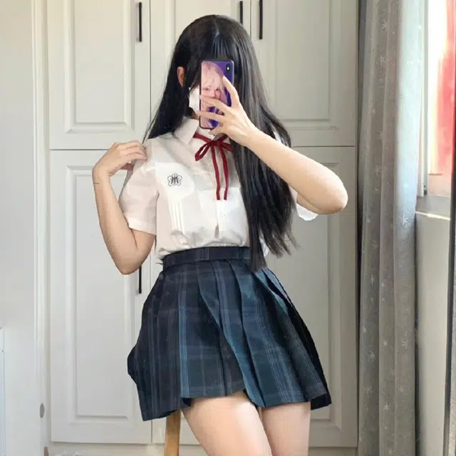 日暮星河 学院风舒适合身高腰裙装套装 女款
