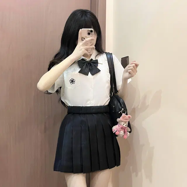 日暮星河 雾川/制服百褶裙半身裙日系百搭休闲短裙 女款 黑色