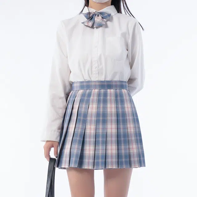 日暮星河 学院风休闲时尚舒适长袖上衣日系百褶裙衬衫套装 女款 云想衣裳