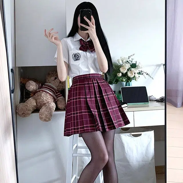 日暮星河 日系学院风百褶裙半身裙制服 女款