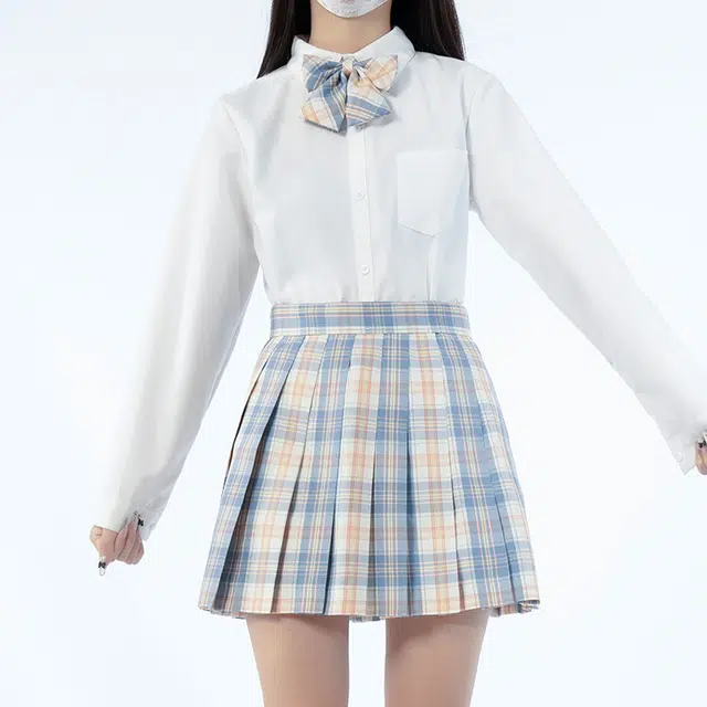 日暮星河 学院风百褶裙制服长袖衬衫套装 女款 春日信歌