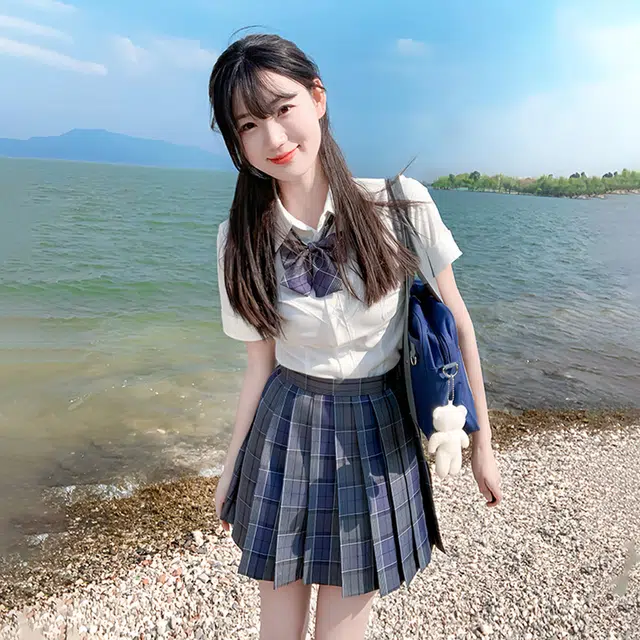 日暮星河 短裙高腰设计学生学院风百褶半身制服 女款