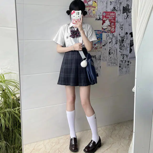 日暮星河 学院风舒适合身高腰裙装套装 女款