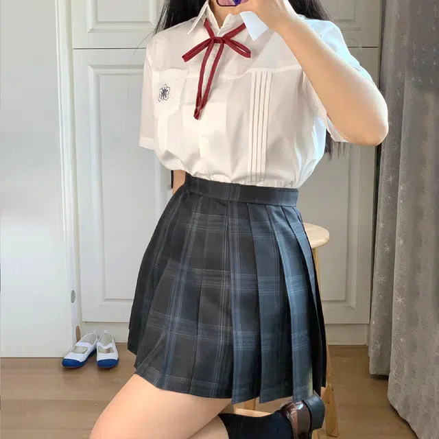 日暮星河 学院风舒适合身高腰裙装套装 女款