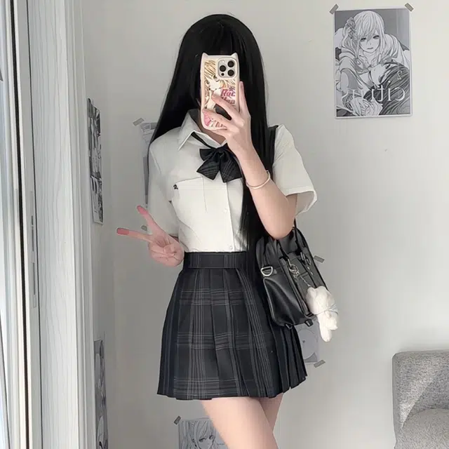 日暮星河 学院风舒适合身高腰裙装套装 女款