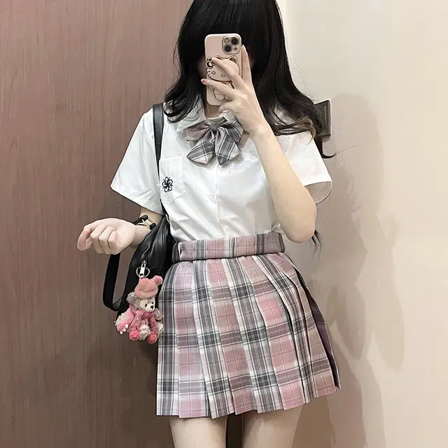日暮星河 白色上衣夏季日系学院风百搭宽松衬衣短袖衬衫 女款 樱时中白衬