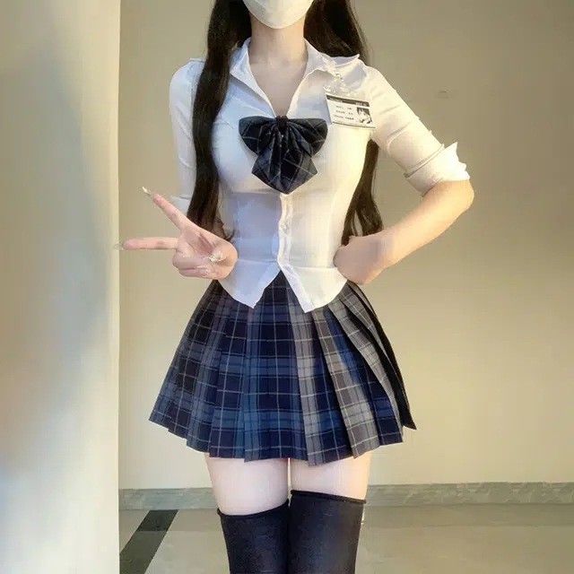 日暮星河 学院风百褶裙半身裙休闲百搭辣妹裙装套装 女款