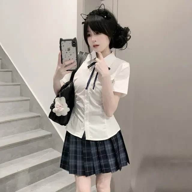 日暮星河 学院风百褶裙半身裙休闲百搭辣妹裙装套装 女款