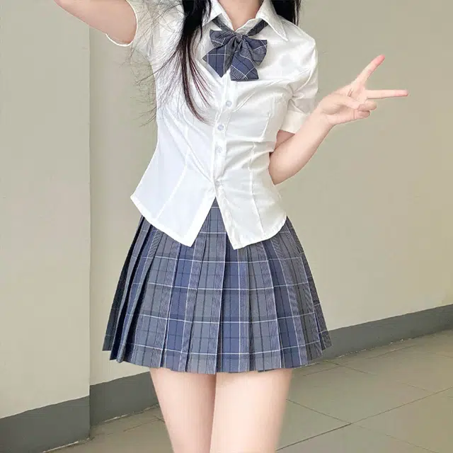 日暮星河 短裙高腰设计学生学院风百褶半身制服 女款