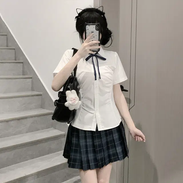 日暮星河 学院风百褶裙半身裙休闲百搭辣妹裙装套装 女款
