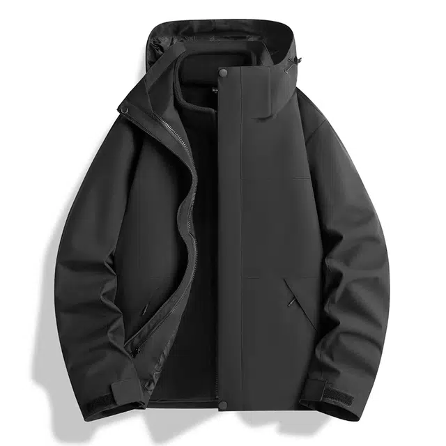 雅鹿  纯色百搭时尚  防水防风耐磨冲锋衣 男女同款