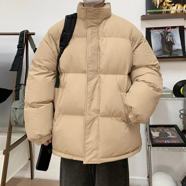 雅鹿 美式复古保暖立领纯色基础款简约锁温面包潮流宽松百搭棉服 男女同款